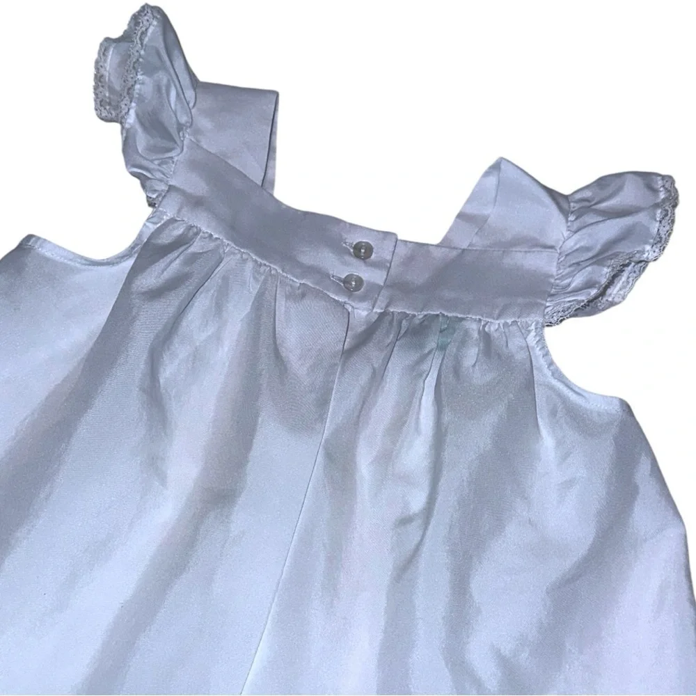 Vintage Alyssa Ruffle Sleeve Dress - Size 4, White with Pink Accent